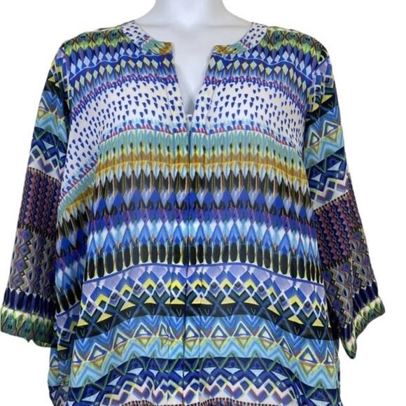 Antilia Femme Tops - Antilia Femme Blouse Women’s Plus Size 1X Sheer Bohemian 3/4 Sleeves Festival